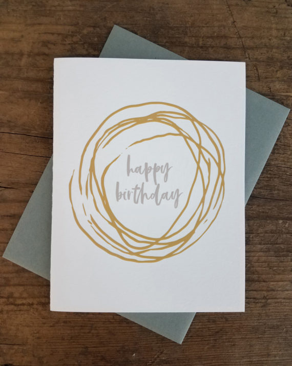 Happy Birthday Hand-drawn | Letterpress Greeting Card - Iron Leaf Press