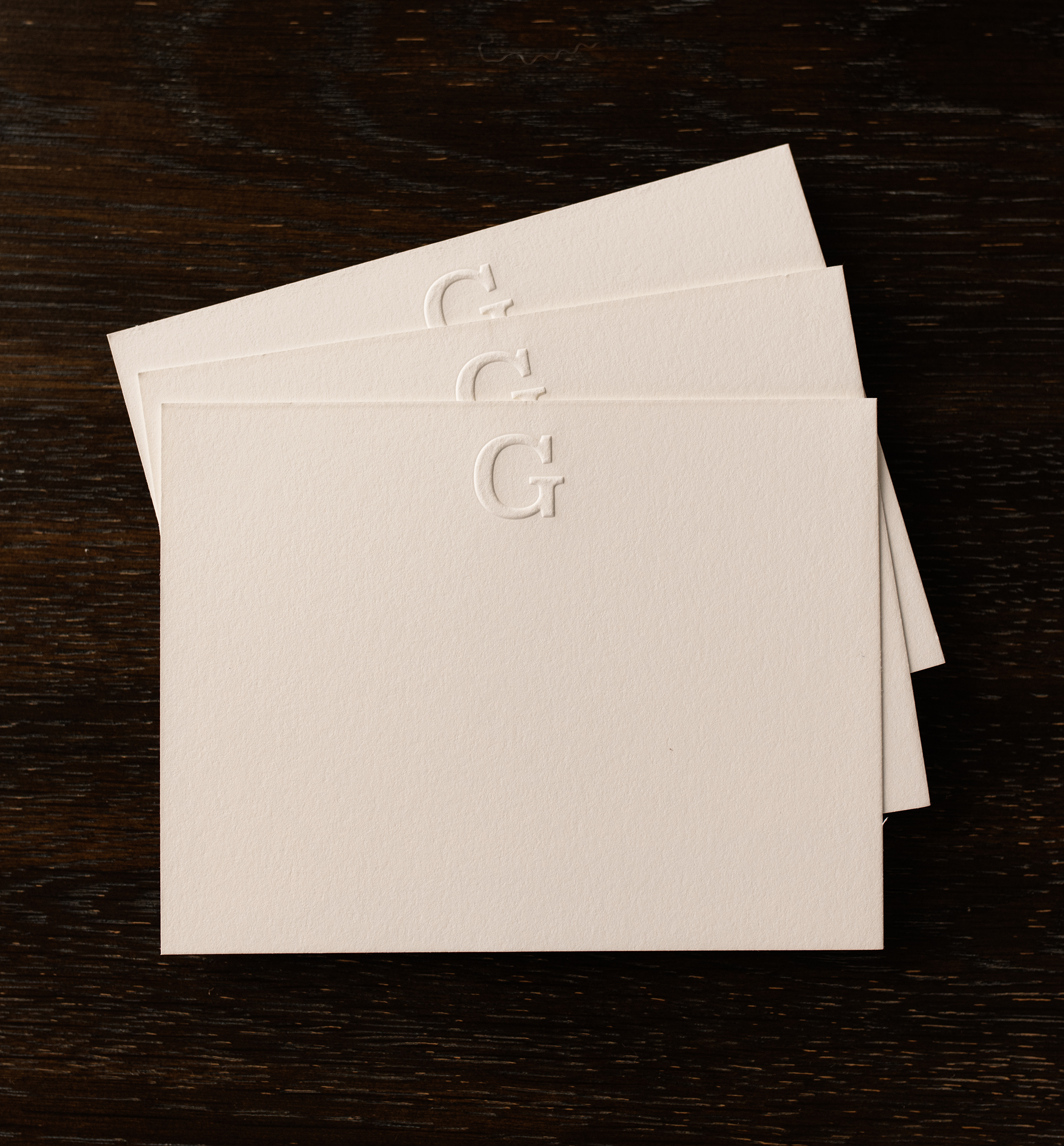 Embossed Stationery  Serif Initial Notecards Set of 10 - Iron Leaf Press