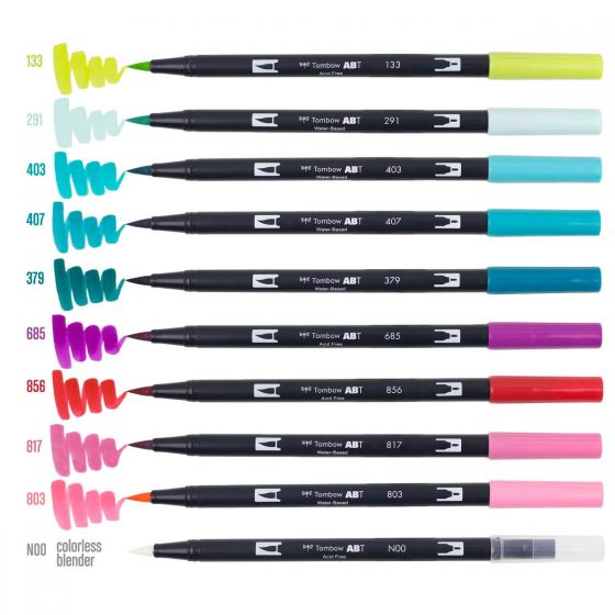 Dual Brush Pen Art Markers, Tropical, 10-Pack