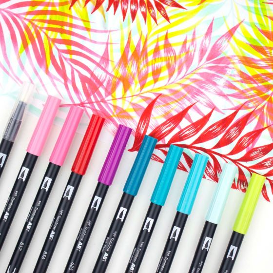 Tombow Dual Brush Pen Markers | Tropical, Set of 10
