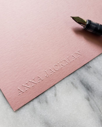 Personal Stationery | Embossed Serif on Pink or Cream