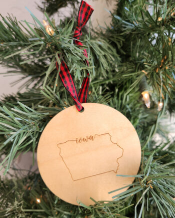 Wooden Iowa Outline Ornament