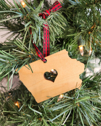 Wooden Iowa Heart Ornament